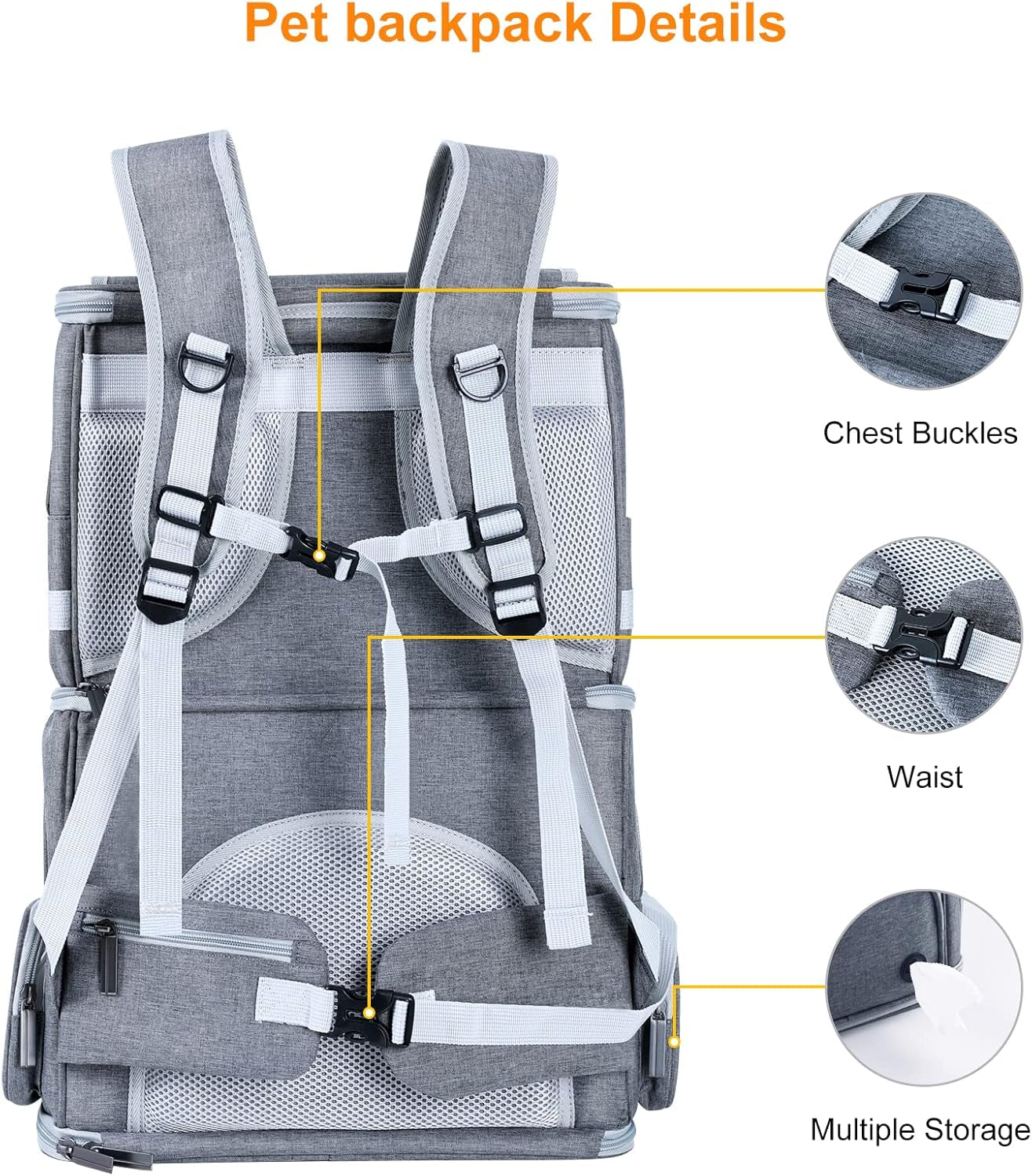 Double Cat Carrier for 2 Cats,Dog Backpack Carrier for Medium Dogs,Double Compartment Pet Carrier Backpack for Dual Pets, For Outdoor Traveling/Stroll and Picnic