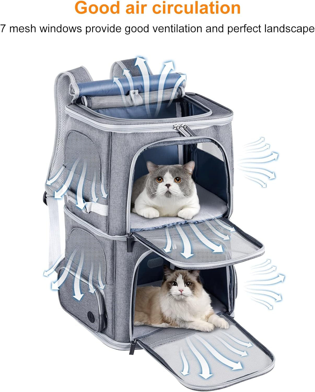 Double Cat Carrier for 2 Cats,Dog Backpack Carrier for Medium Dogs,Double Compartment Pet Carrier Backpack for Dual Pets, For Outdoor Traveling/Stroll and Picnic