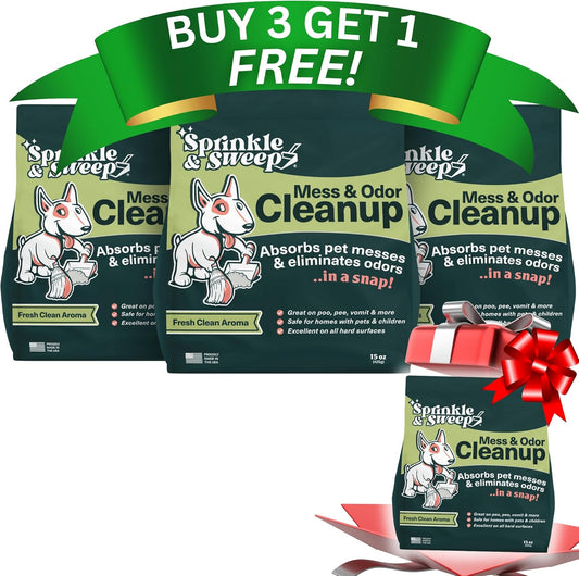Pet Stain and Odor Remover - Bacteria & Enzyme Cleaner Pet Smell Eliminator for Dog or Cat Urine - Multi Purpose Enzymatic Cleaning Solution (4 Packs)