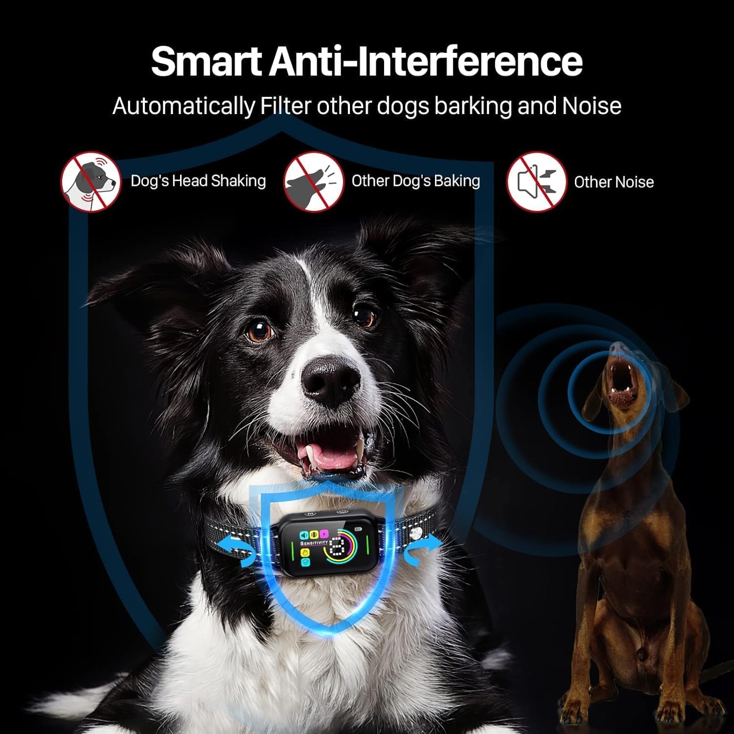 Smart Anti-Bark Collar for All Dogs (Small, Medium, Large) – Rechargeable Training Collar with 8 Adjustable Sensitivity Levels