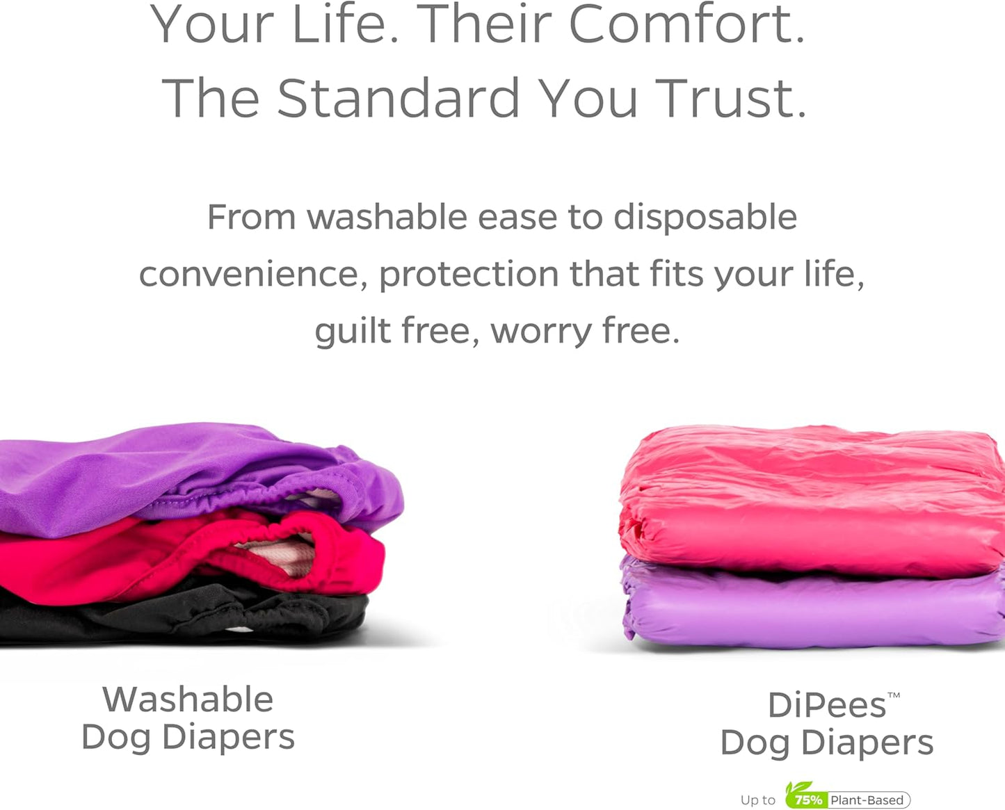 Premium Washable Dog Diapers & Extenders - 3 Pack for Female & Male Dogs (X-Small, Princess Design)
