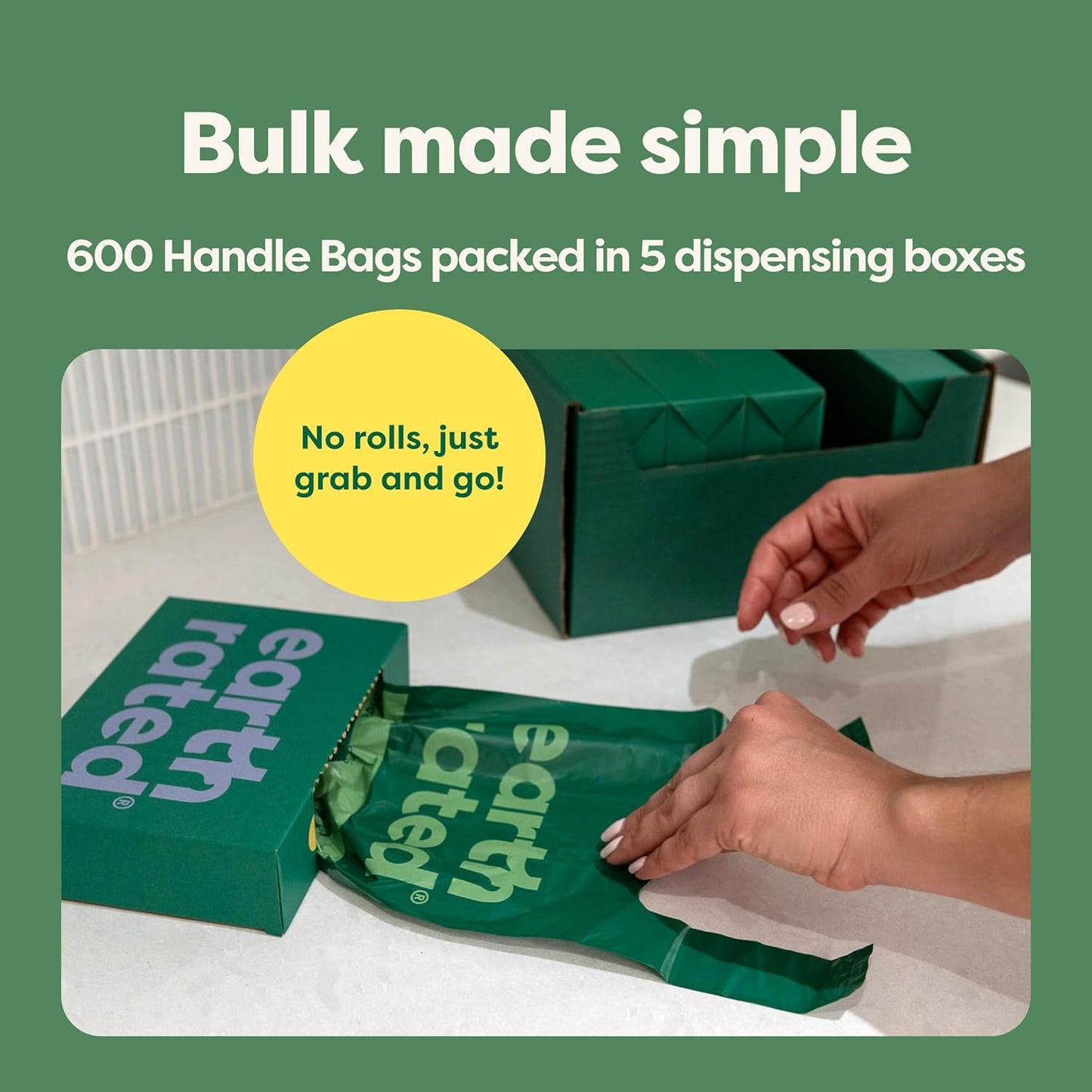 Dog Poop Bags with Easy-To-Tie Handles, Extra Wide Opening, Dispensing Boxes, Guaranteed Leakproof, Lavender, 600 Handle Bags