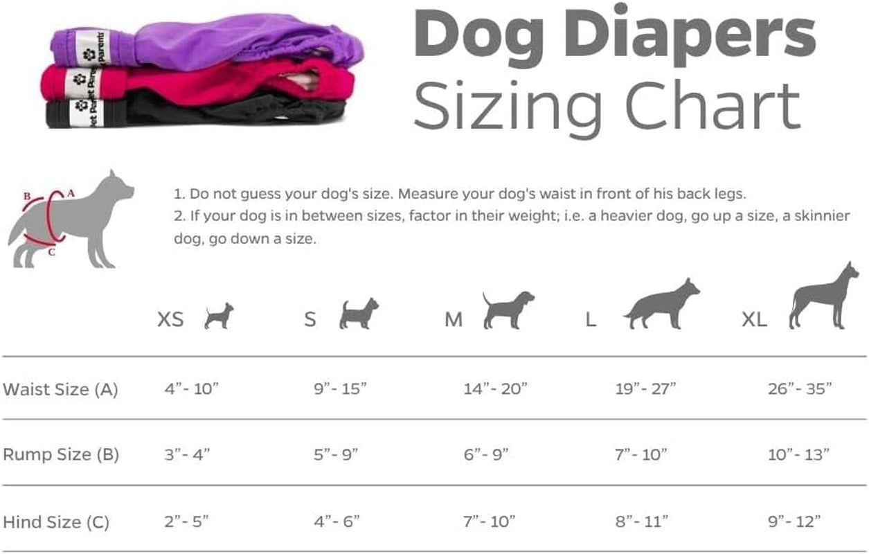 Premium Washable Dog Diapers & Extenders - 3 Pack for Female & Male Dogs (X-Small, Princess Design)