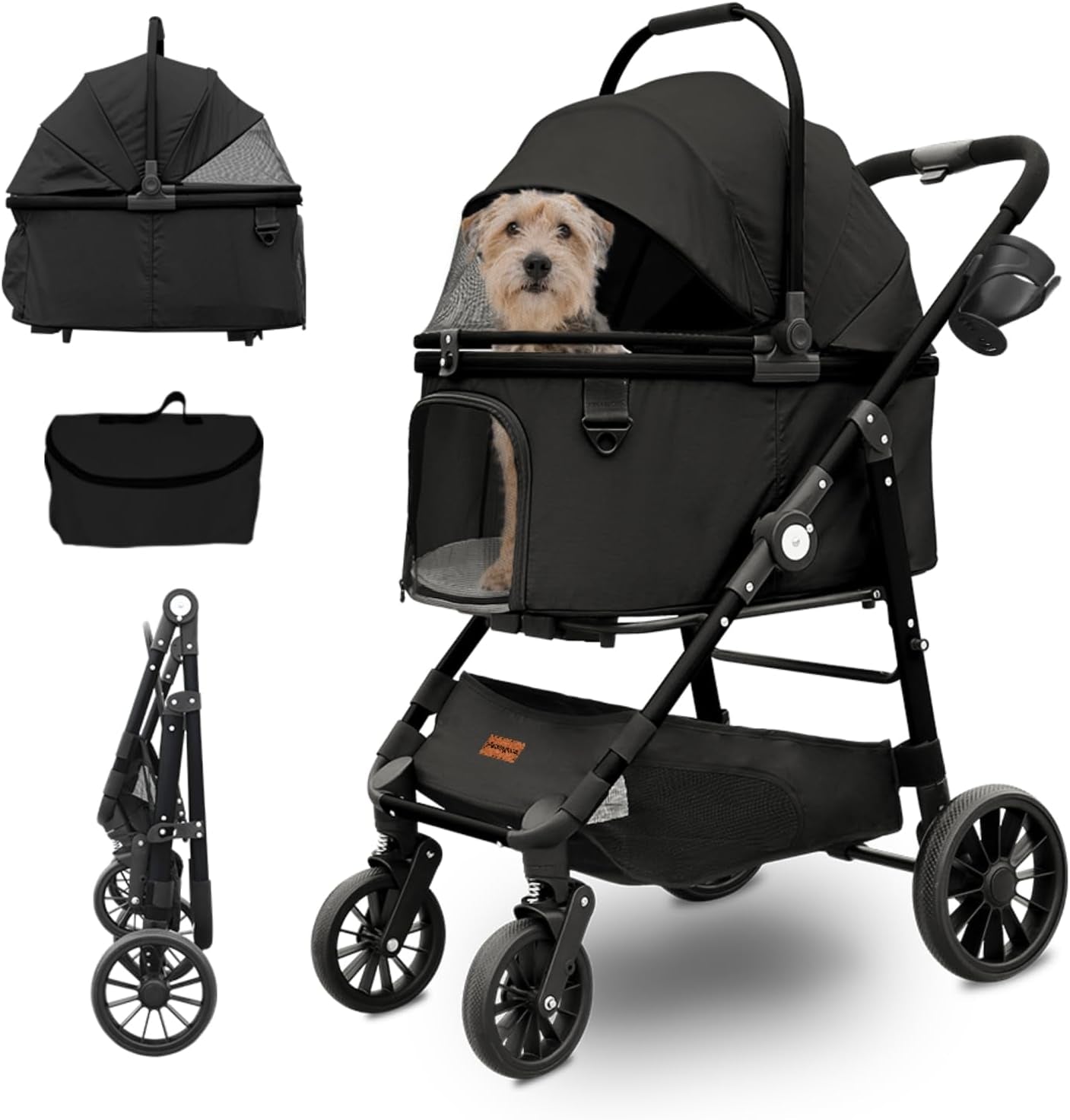 Jumbo Dog Stroller Fits 3 Small Pets up to 50Lbs, Heavy-Duty Stable Strollers with Shock Absorbing Wheels & Locking Brakes, for Walking, Jogging, Vet Visits and travel approved