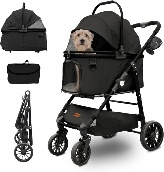 Jumbo Dog Stroller Fits 3 Small Pets up to 50Lbs, Heavy-Duty Stable Strollers with Shock Absorbing Wheels & Locking Brakes, for Walking, Jogging, Vet Visits and travel approved