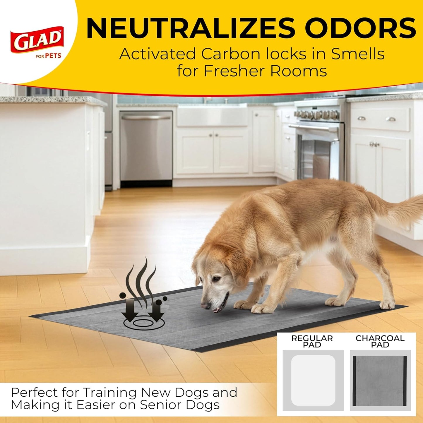 Jumbo Activated Carbon Dog Training Pads for Large Breeds - 30 Count | Superior Absorption & Odor Elimination