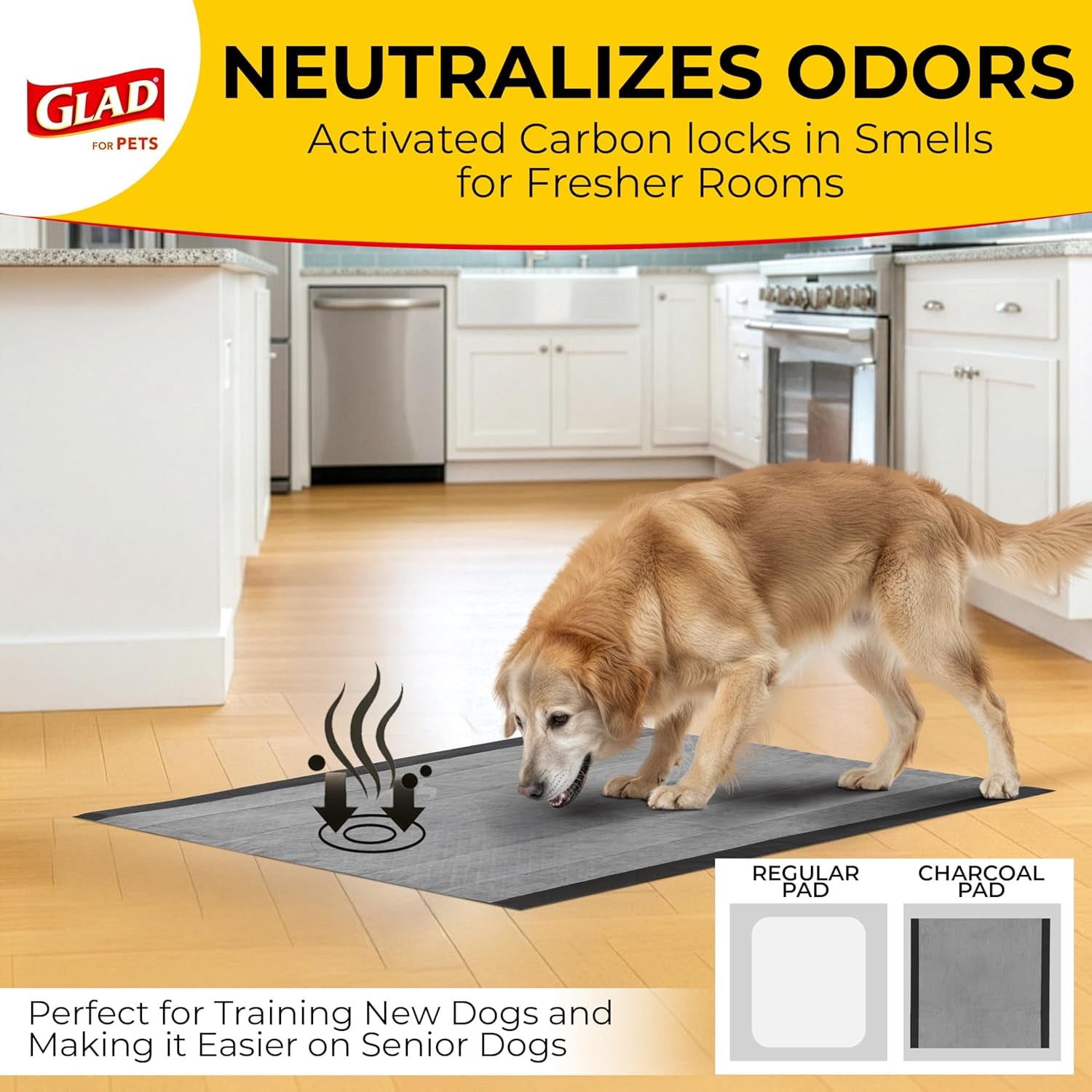 Jumbo Activated Carbon Dog Training Pads for Large Breeds - 30 Count | Superior Absorption & Odor Elimination