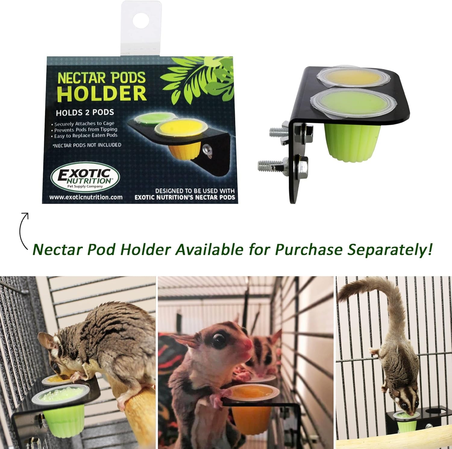 Nectar Pods Variety Pack (4 Count) - Calcium-Enriched Jelly Fruit Treats for Small Pets Including Sugar Gliders, Marmosets, Squirrels, Parrots, Cockatiels, Parakeets, Hamsters, Day Geckos, Kinkajous, and More